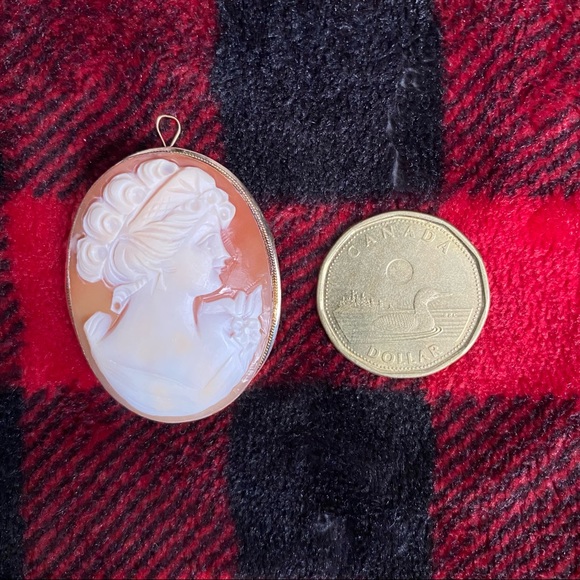 REAL 14k gold Cameo pendant brooch - Picture 5 of 10